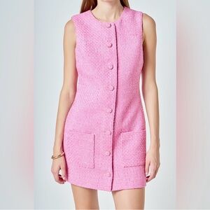 Endless Rose Sheath Tweed Sleeveless Shift Dress Small